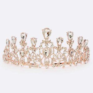 Crystal Bridal Statement Tiara - Rose Gold